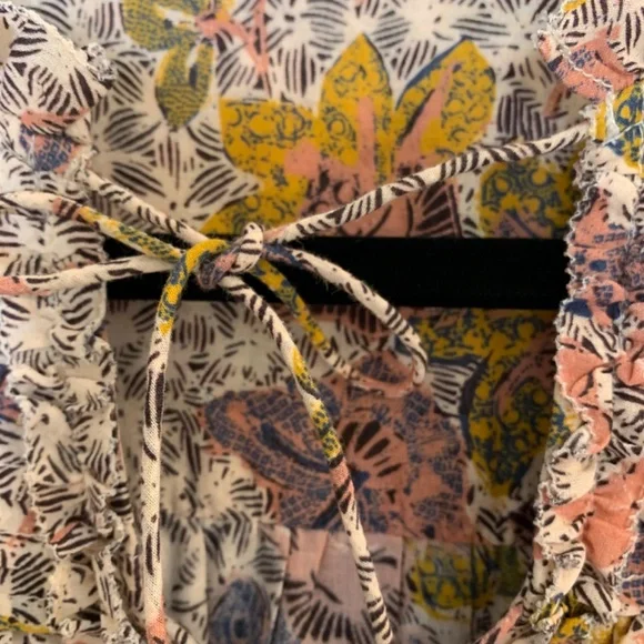 Ulla Johnson Remy Puff Sleeve Floral Blouse Womens 8 Cotton Blend Ivory Boho - Picture 7 of 16